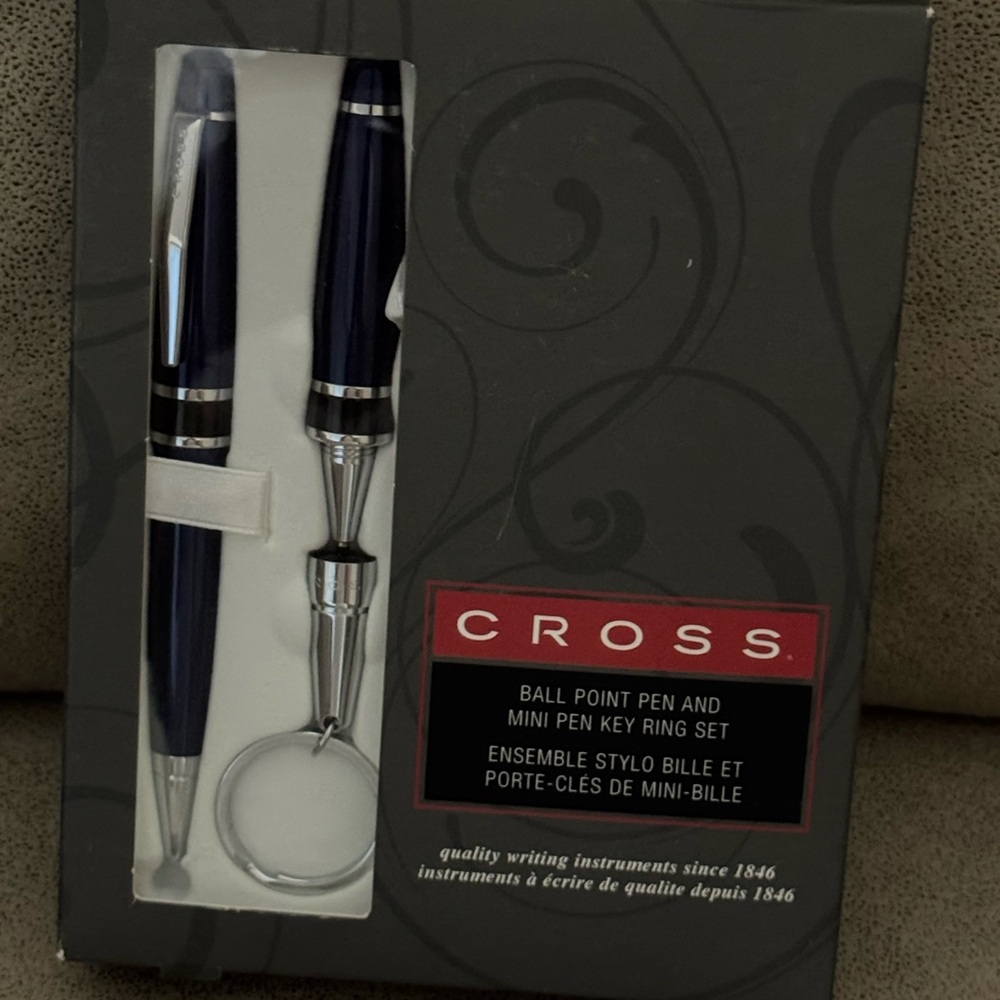 Black Ballpoint Pen and Mini Pen Key Ring Set